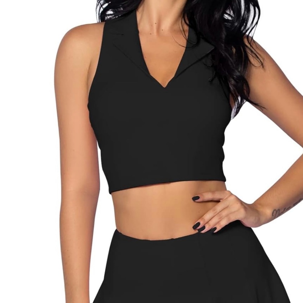 NWT ABOCIW Tennis Sleeveless Racerback Padded Crop Top Golf Workout Shirt top